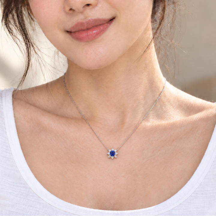 Sapphire Bloom Necklace (MG108)