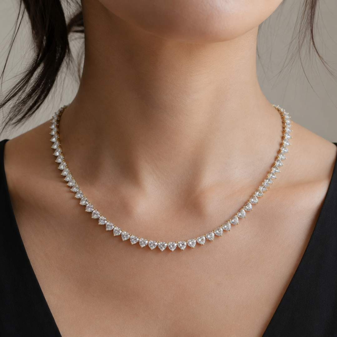 Heart Shape Tennis Necklace (MG394)