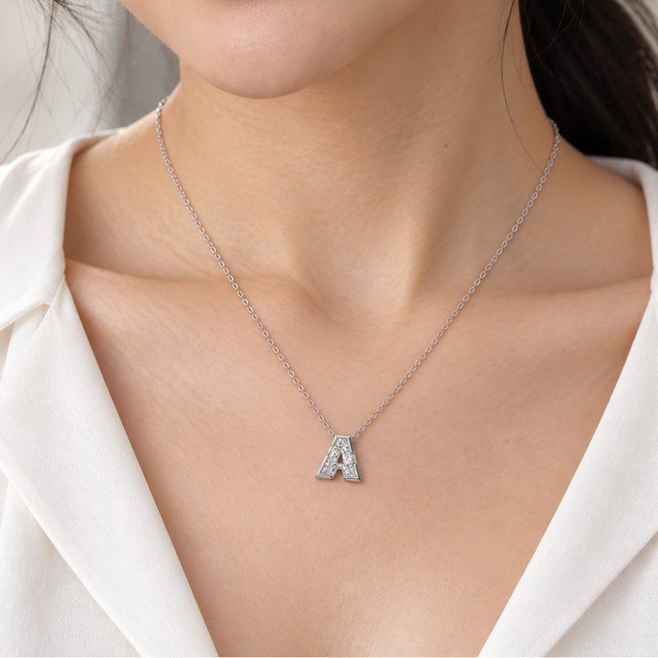 Facet Initial Diamond Necklace (MG417)