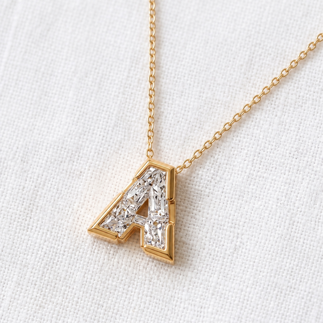 Facet Initial Diamond Necklace (MG417)