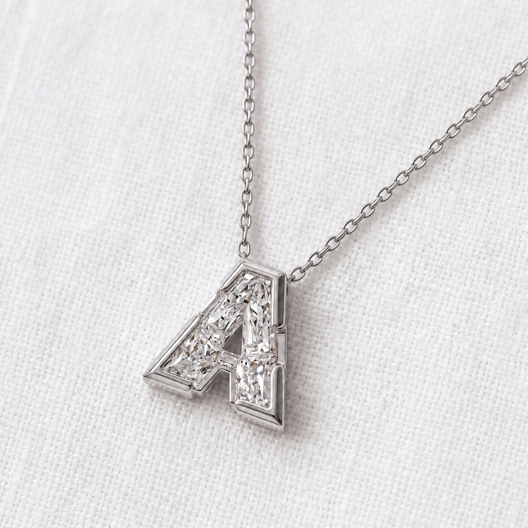 Facet Initial Diamond Necklace (MG417)