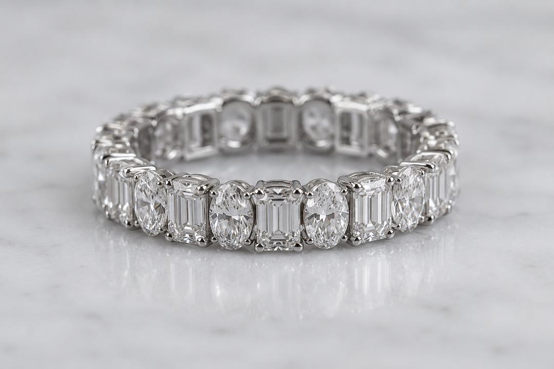 Emerald Oval Rhythm Eternity Ring (MG246)