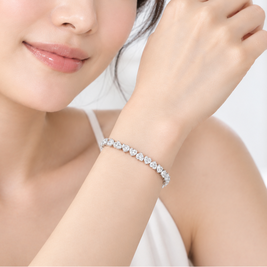 Heart Shape Cut Tennis Bracelet