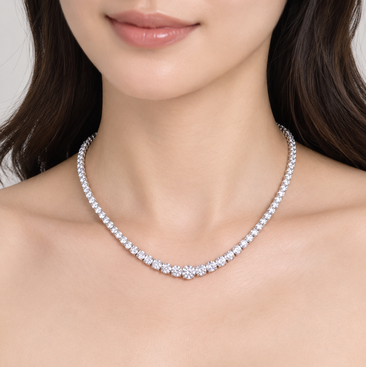 Round-cut Gradation Tennis Necklace (MG393)