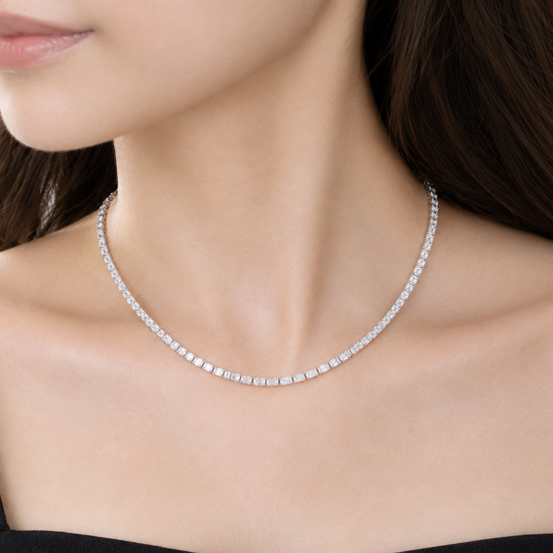 Emerald-cut Tennis Necklace (MG392)