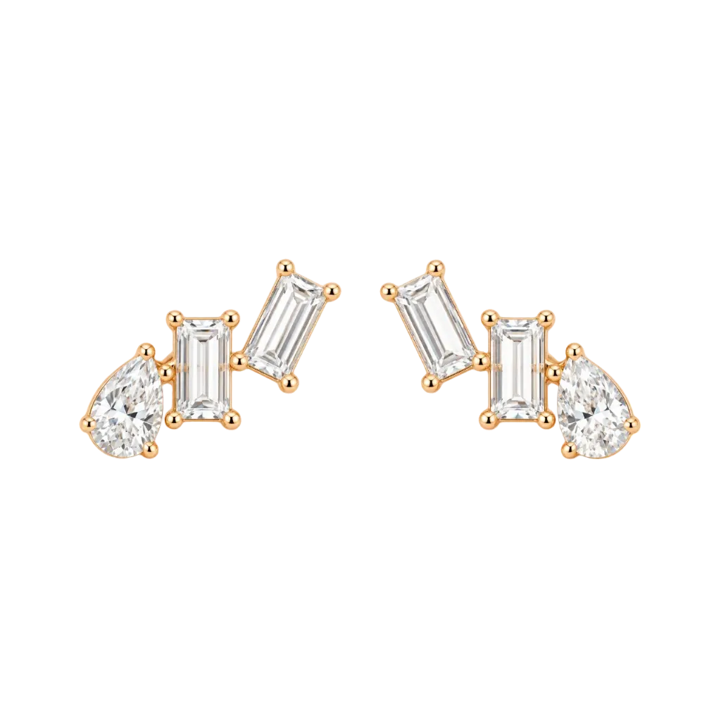Baguette & Pear Cascade Studs (MG416)