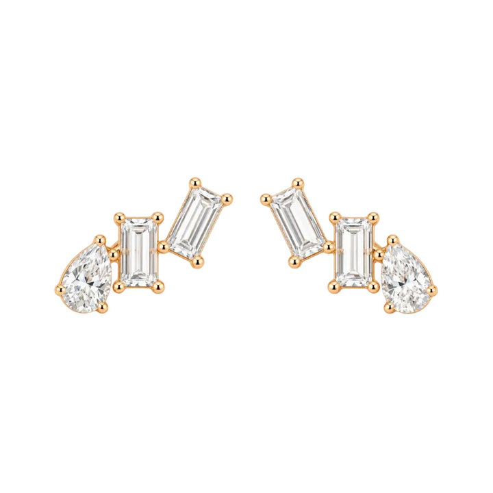 Baguette & Pear Cascade Studs (MG416)