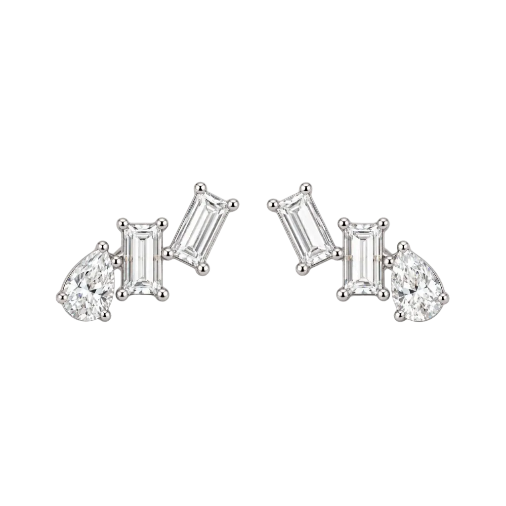 Baguette & Pear Cascade Studs (MG416)