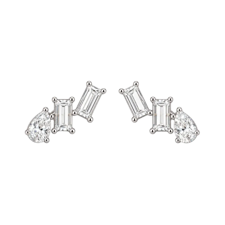 Baguette & Pear Cascade Studs (MG416)