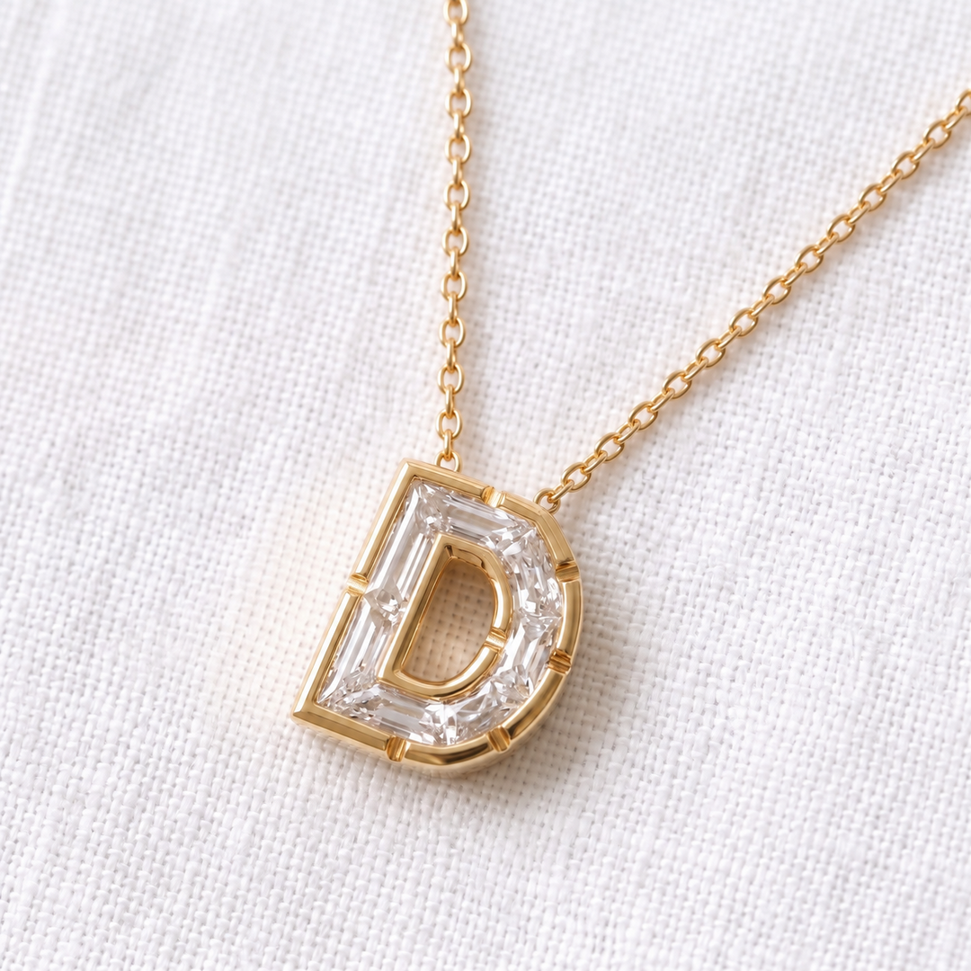 Facet Initial Diamond Necklace (MG417)