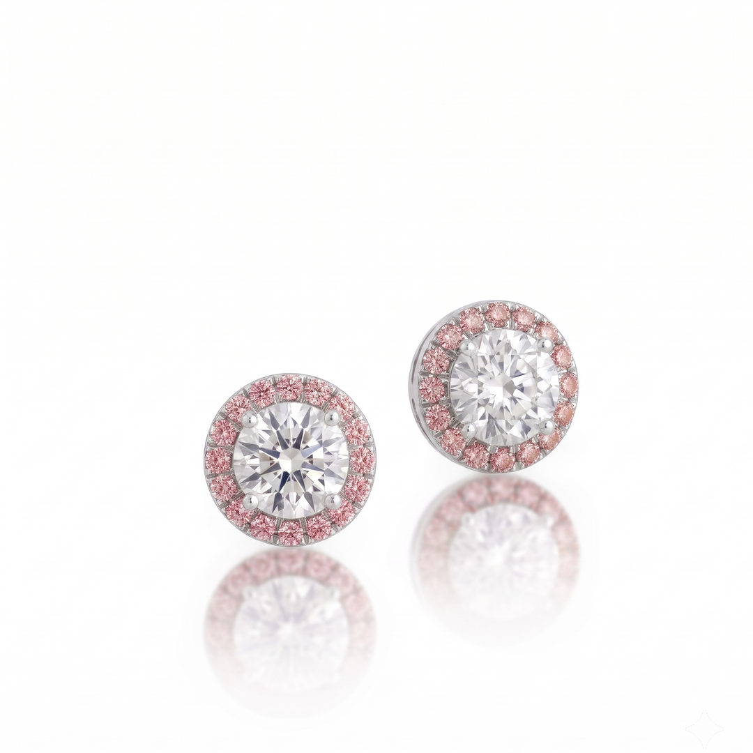 Aura Pink Diamond Studs : The Aura Collection (MG373)