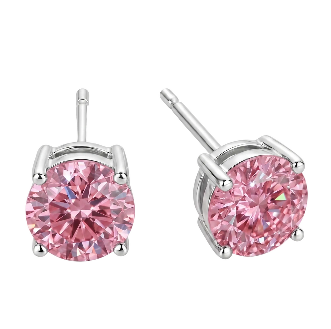 Aurora Pink Round Cut Stud Earrings (MG224)