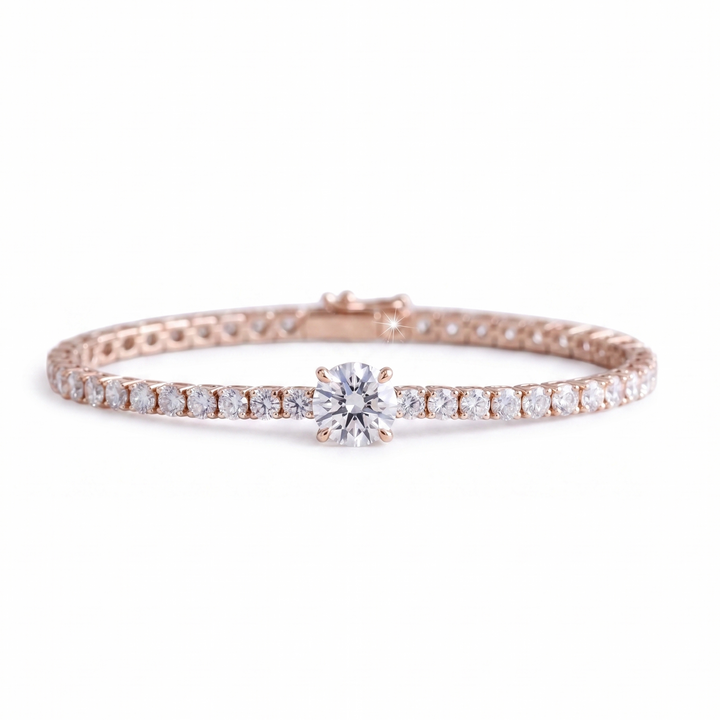 Signature Center Tennis Bracelet : Diamond Round Cut (MG225)