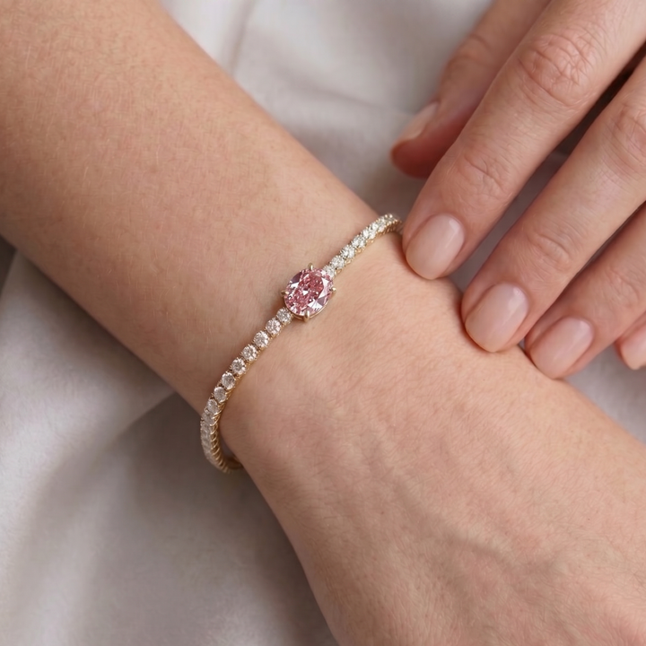 Signature Center Tennis Bracelet : Pink Diamond Oval-Cut (MG264)