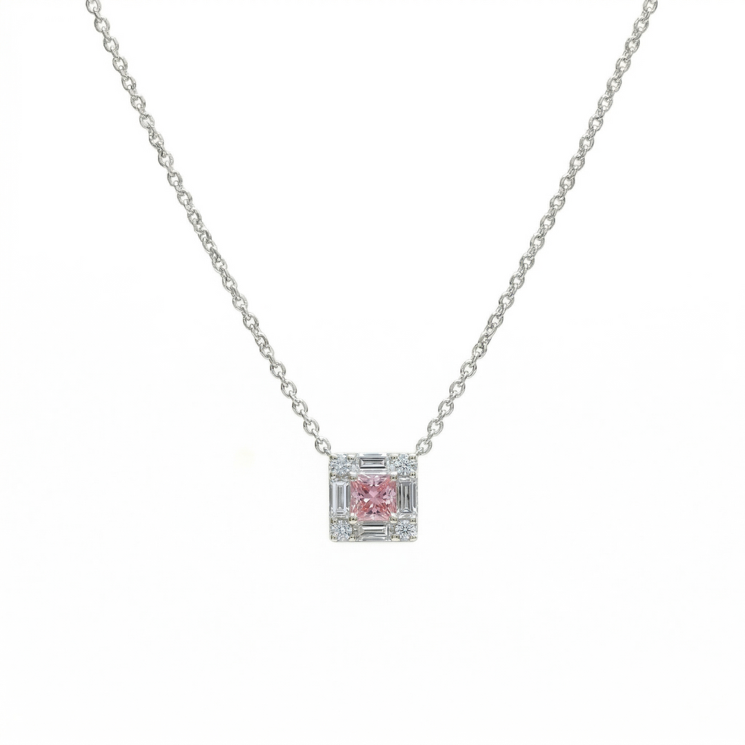 Frame Pink Diamond Necklace (MG179)