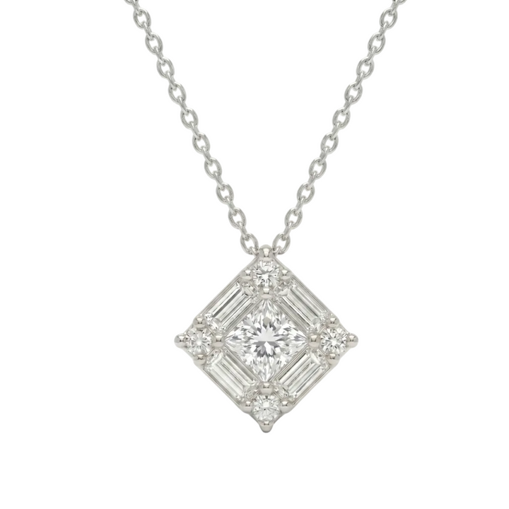 Tilted Frame-Diamond Necklace (MG358)