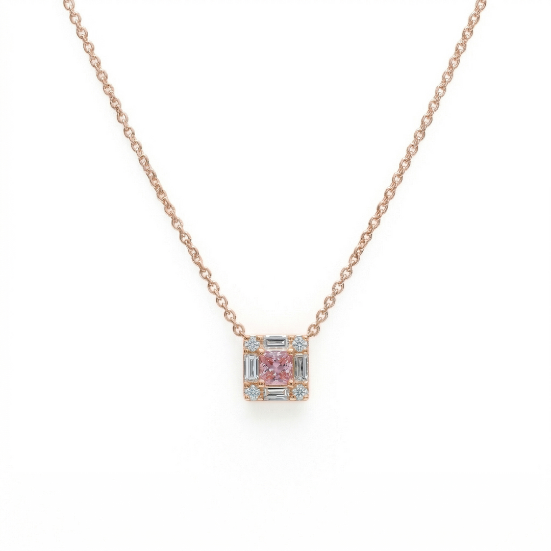 Frame Pink Diamond Necklace (MG179)