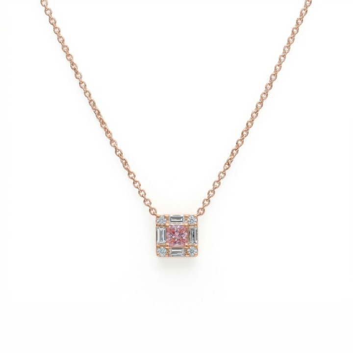 Frame Pink Diamond Necklace (MG179)