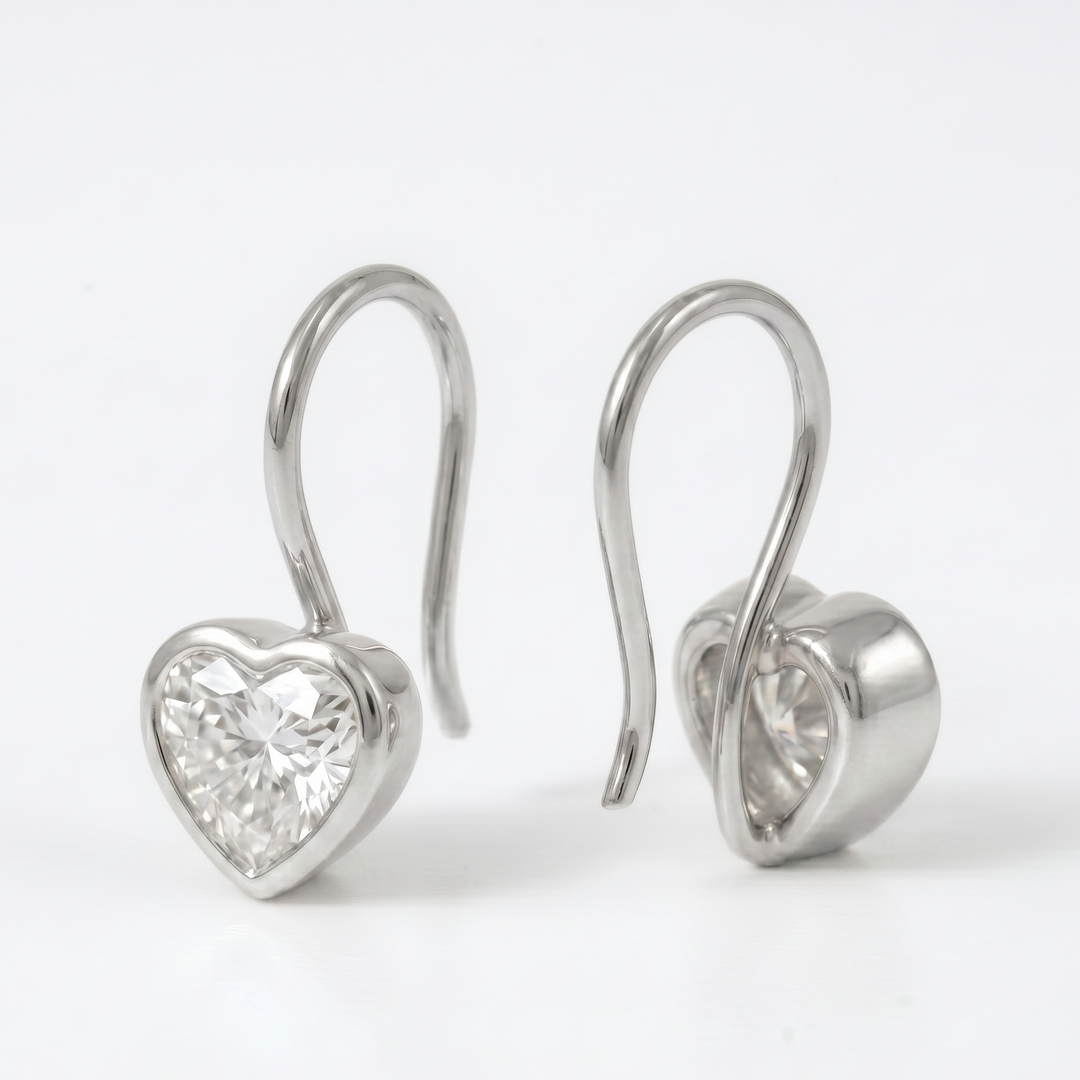 Heart Bezel Hook Earrings (MG331)