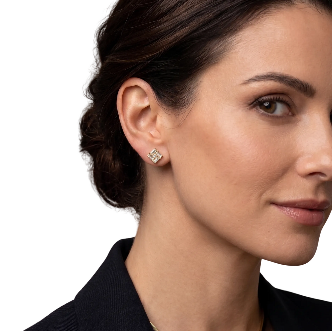 Monarch Frame Diamond Stud Earrings (MG316)