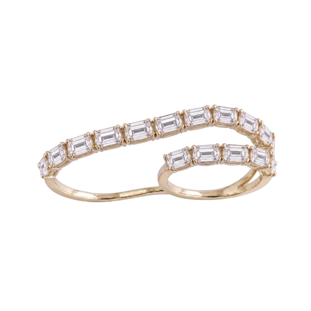 Emerald-cut Diamond Double-Finger Ring (MG461)
