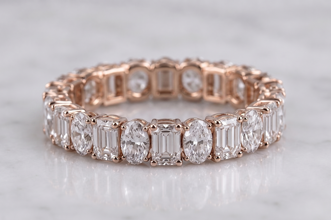 Emerald Oval Rhythm Eternity Ring (MG246)