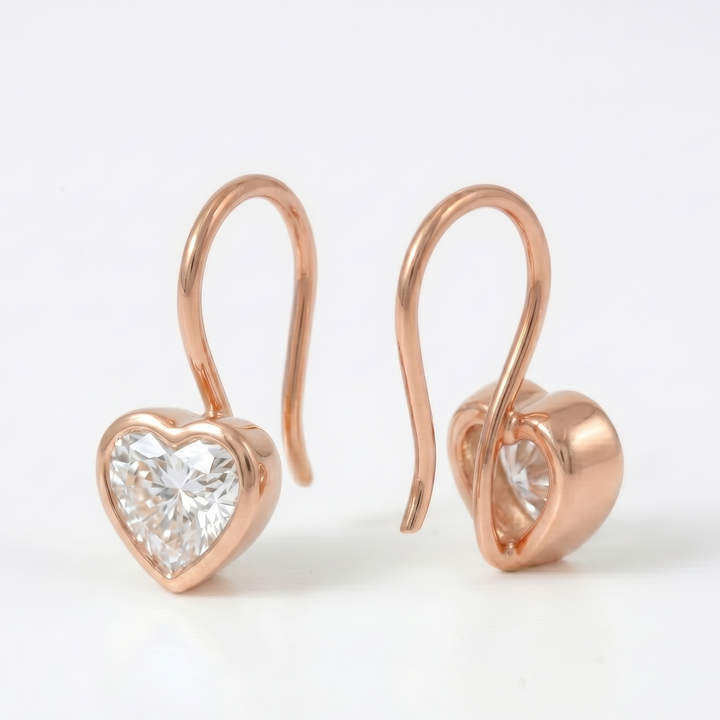 Heart Bezel Hook Earrings (MG331)