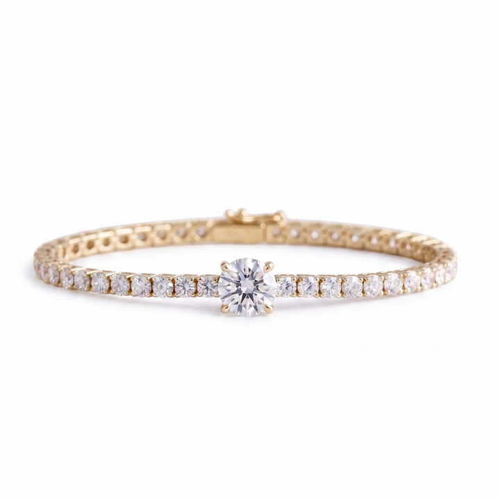 Signature Center Tennis Bracelet : Diamond Round Cut (MG225)