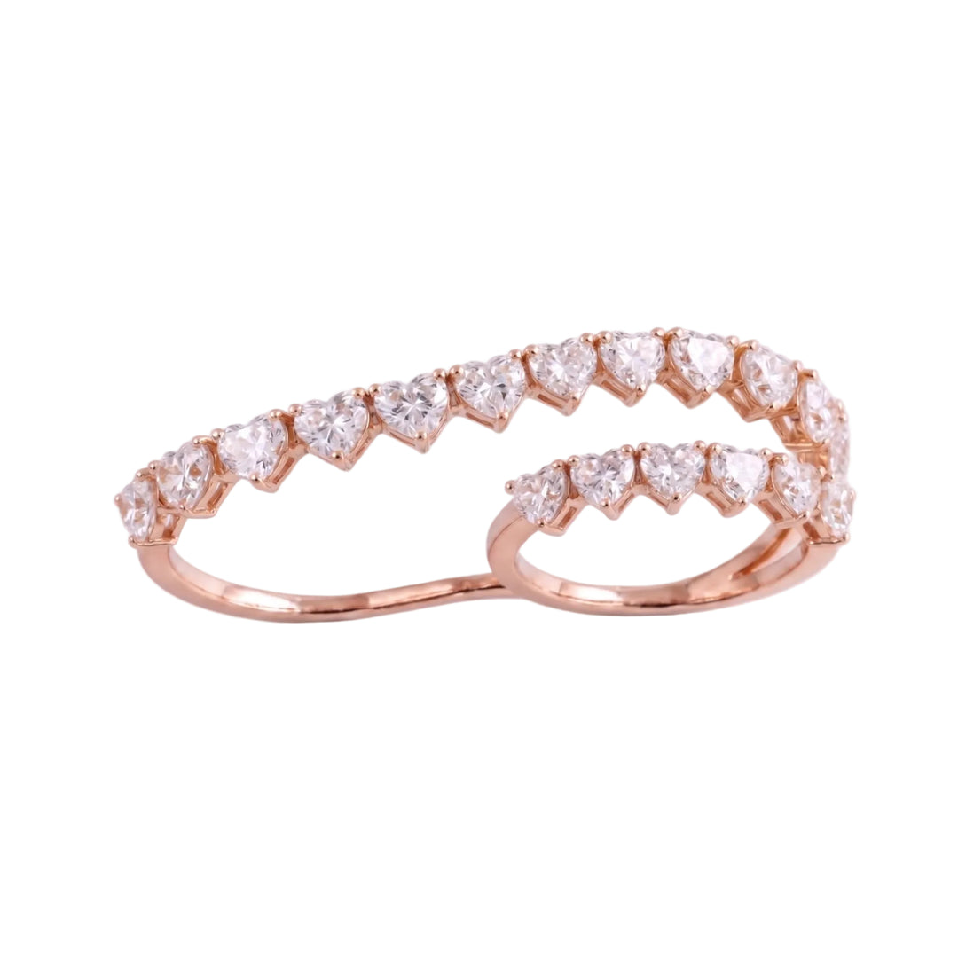Heart Shape Diamond Double-Finger Ring (MG468)
