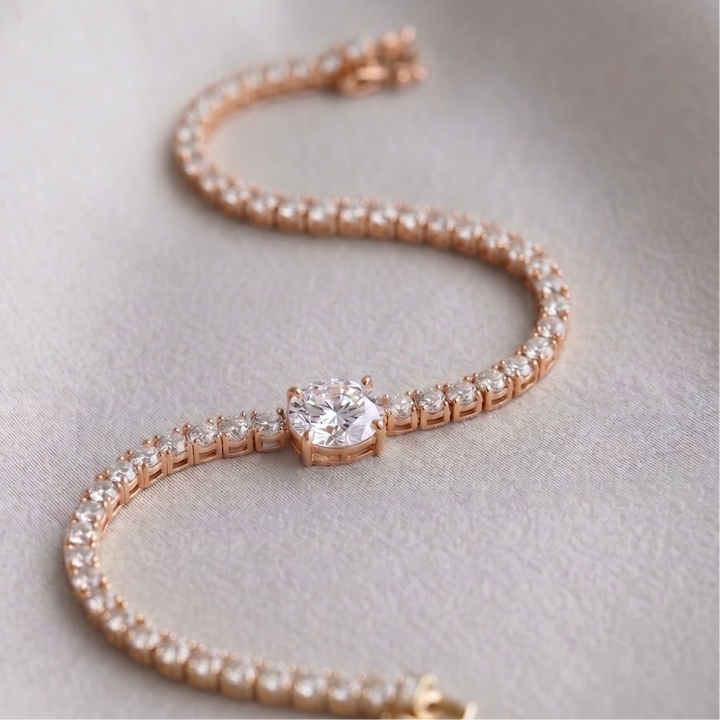 Signature Center Tennis Bracelet : Diamond Oval Cut (MG227)