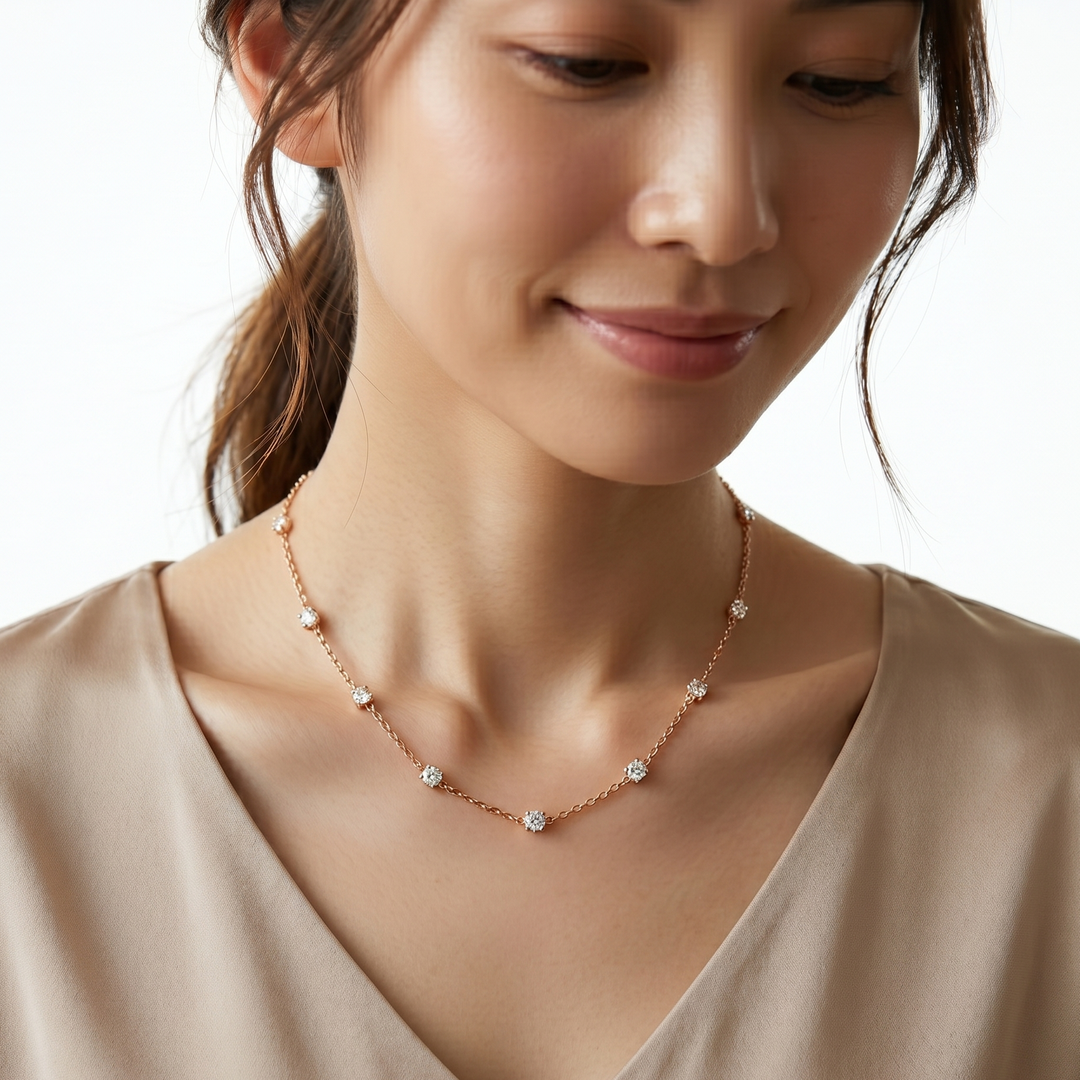 Floating Diamond Station Necklace (MG308)