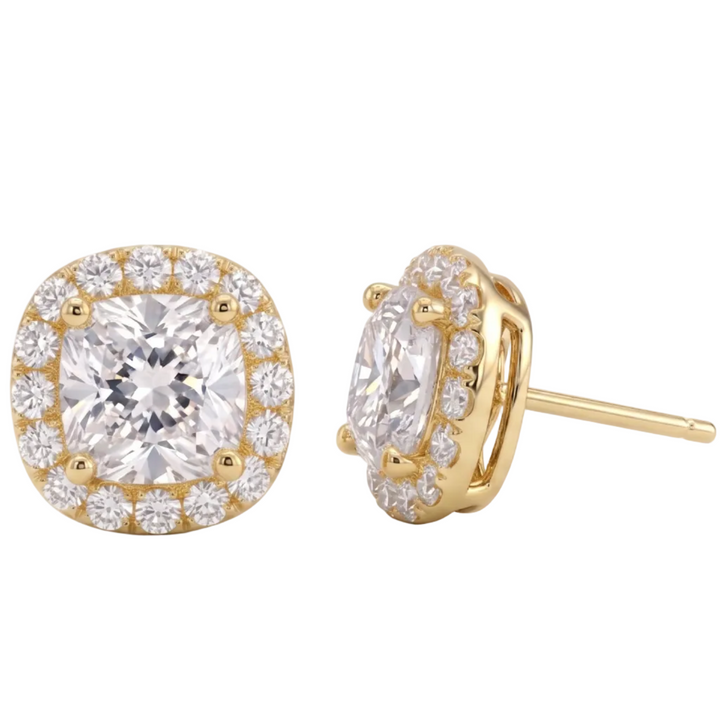 Classic Cushion Halo Stud Earrings (MG375)