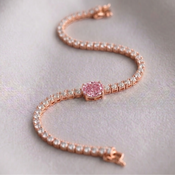Signature Center Tennis Bracelet : Pink Diamond Oval-Cut (MG264)