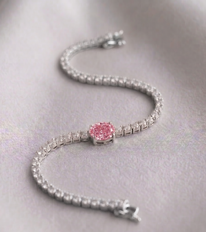 Signature Center Tennis Bracelet : Pink Diamond Oval-Cut (MG264)
