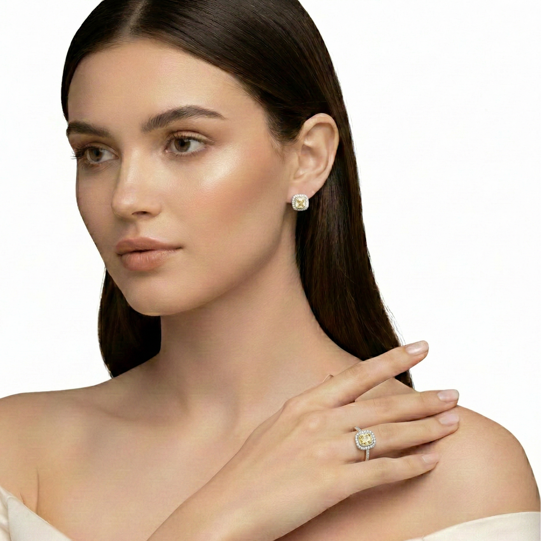 Luminous Cushion Ring ＆ Earrings (MG2004)