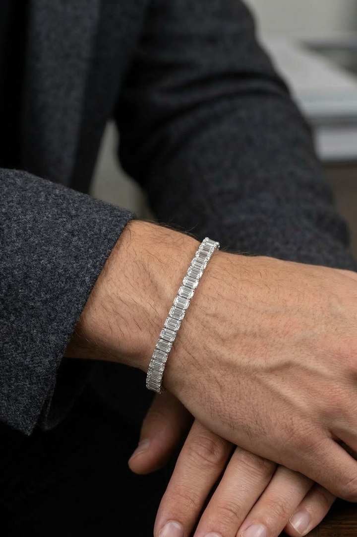 Emerald Cut East-West Type Tennis Bracelet (MG076)