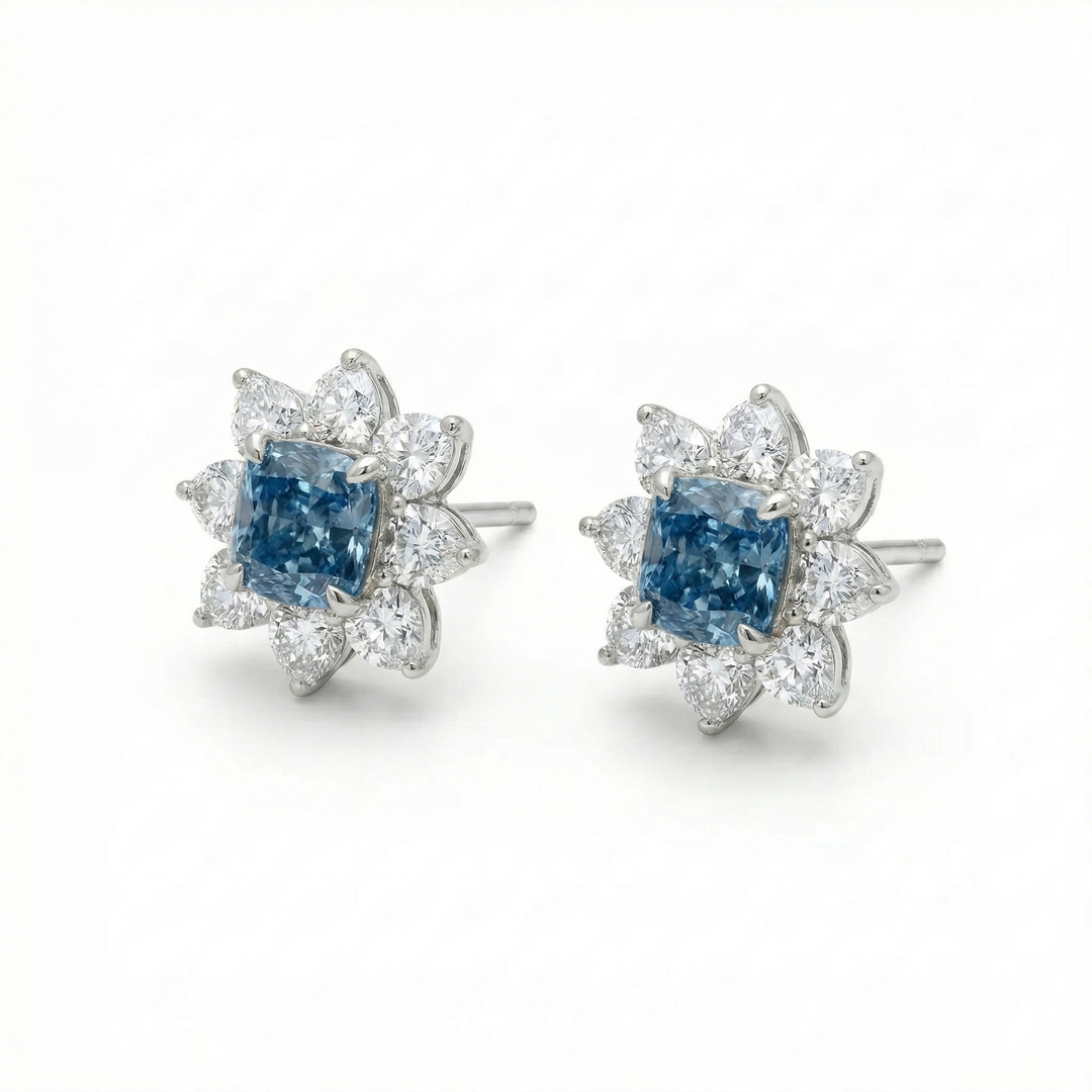 Bloom Blue Cushion Studs (MG210)