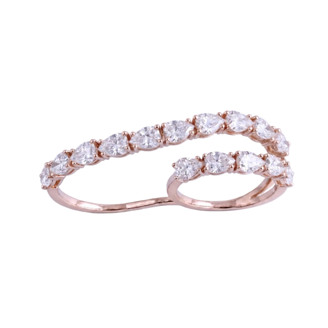 Pear Shape Diamond Double-Finger Ring (MG467)