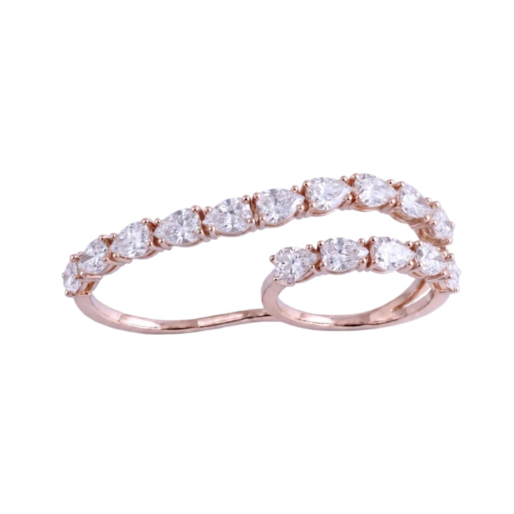 Pear Shape Diamond Double-Finger Ring (MG467)