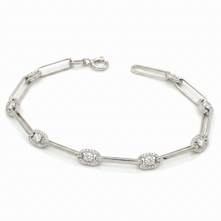 Emerald Cut North-South Type Tennis Bracelet