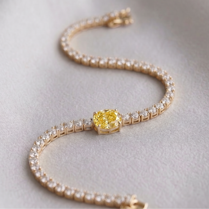 Signature Center Tennis Bracelet : Yellow Diamond Oval-Cut (MG262)