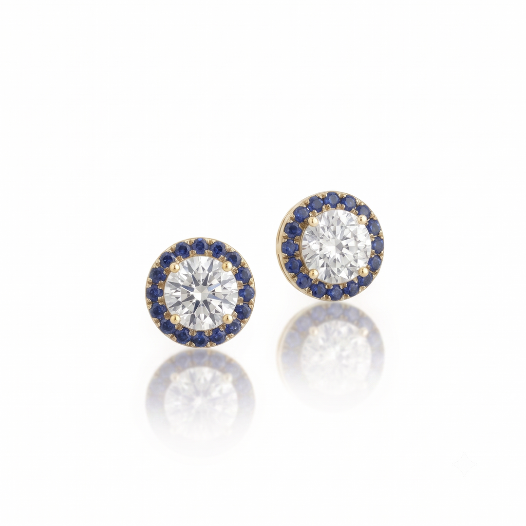 Aura Diamond-Sapphire Studs : The Aura Collection (MG379)