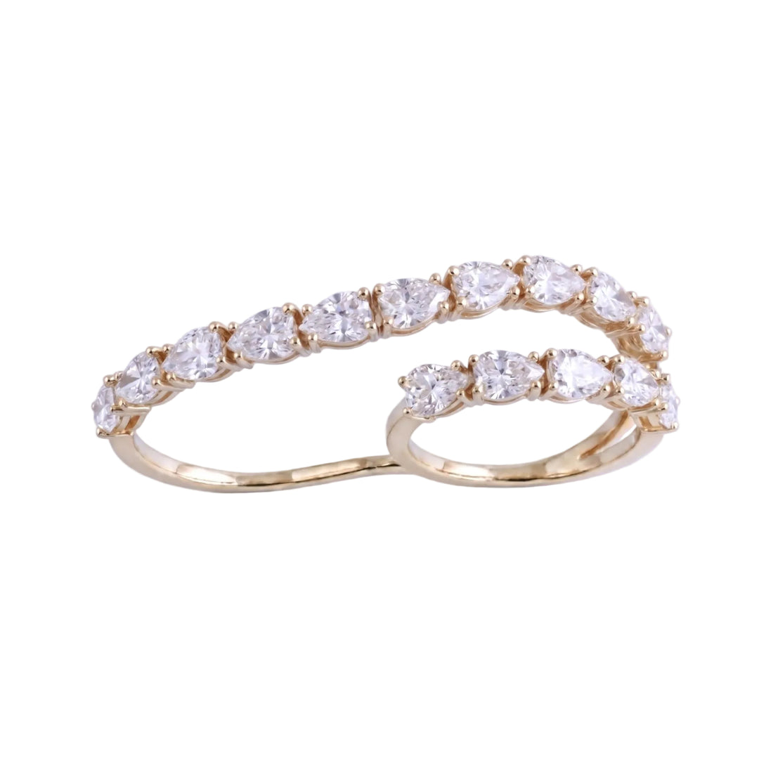 Pear Shape Diamond Double-Finger Ring (MG467)