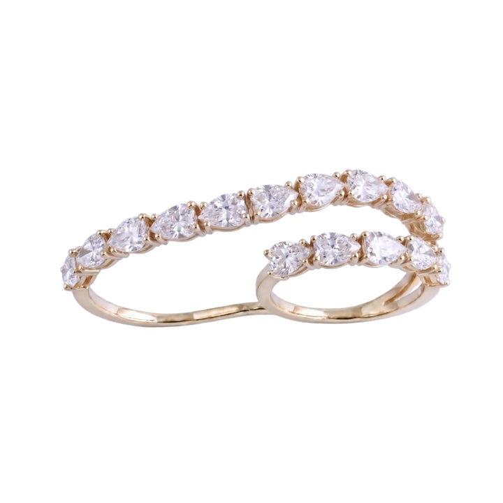 Pear Shape Diamond Double-Finger Ring (MG467)