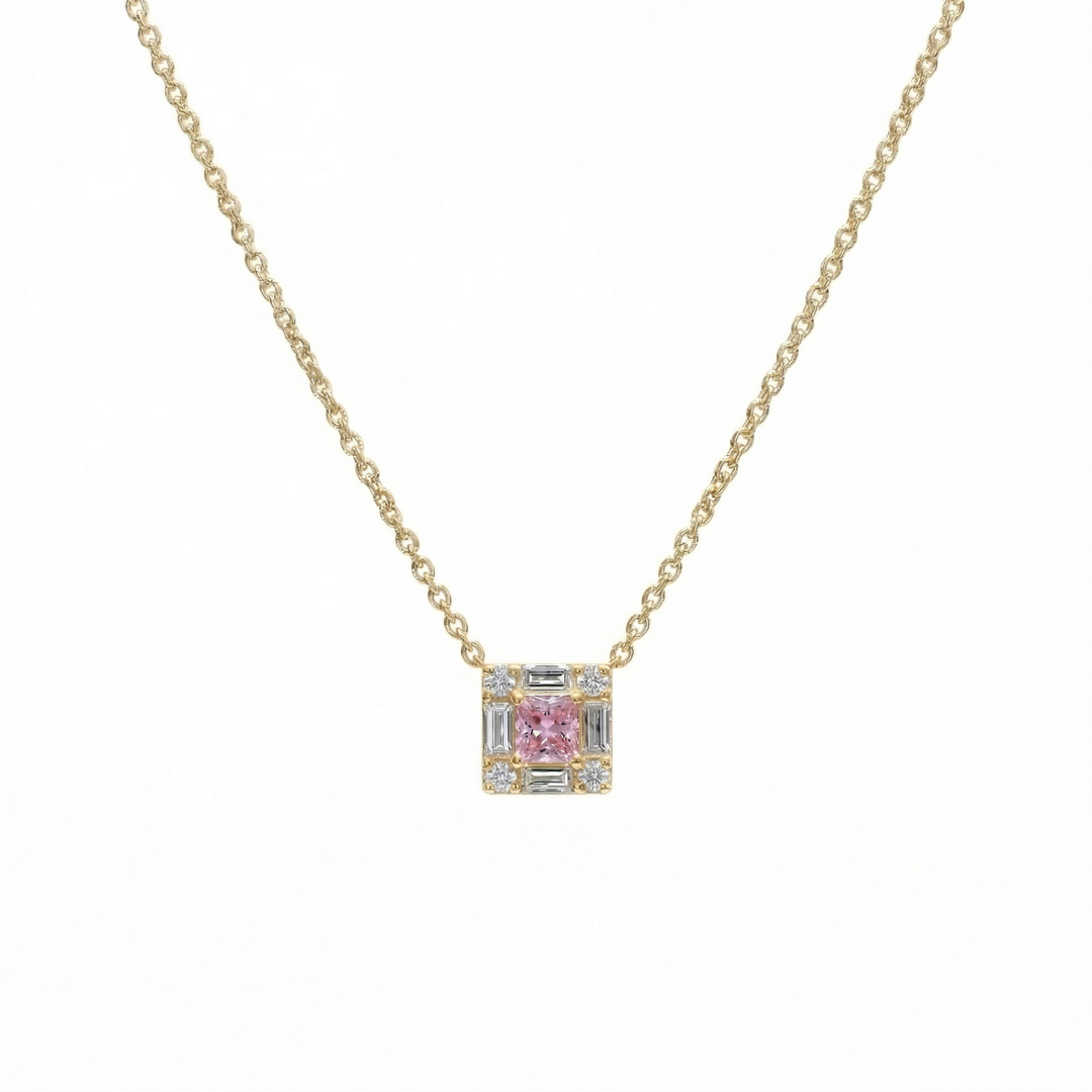 Frame Pink Diamond Necklace (MG179)