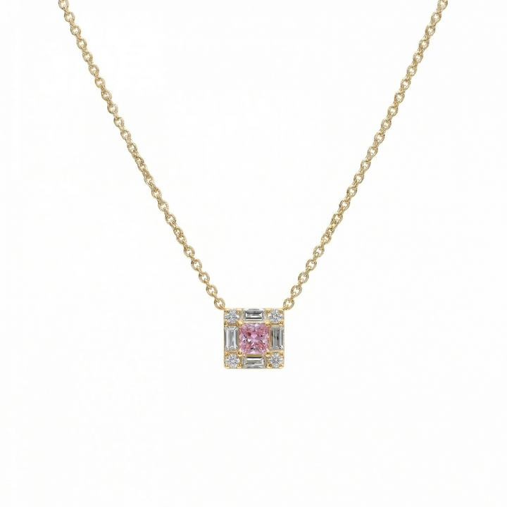 Frame Pink Diamond Necklace (MG179)
