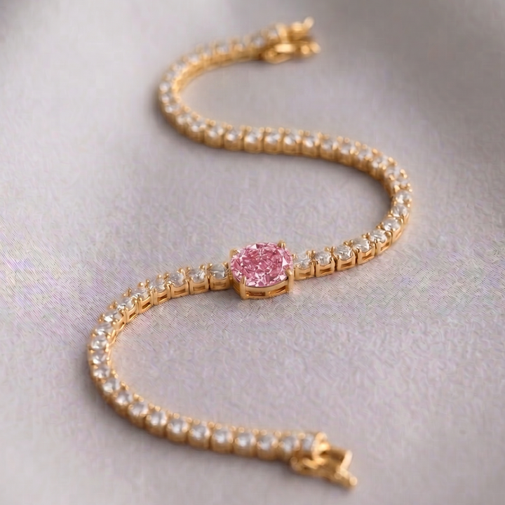 Signature Center Tennis Bracelet : Pink Diamond Oval-Cut (MG264)