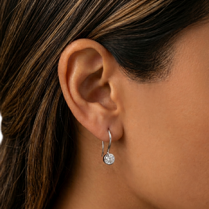 Round Bezel Hook Earrings (MG333)