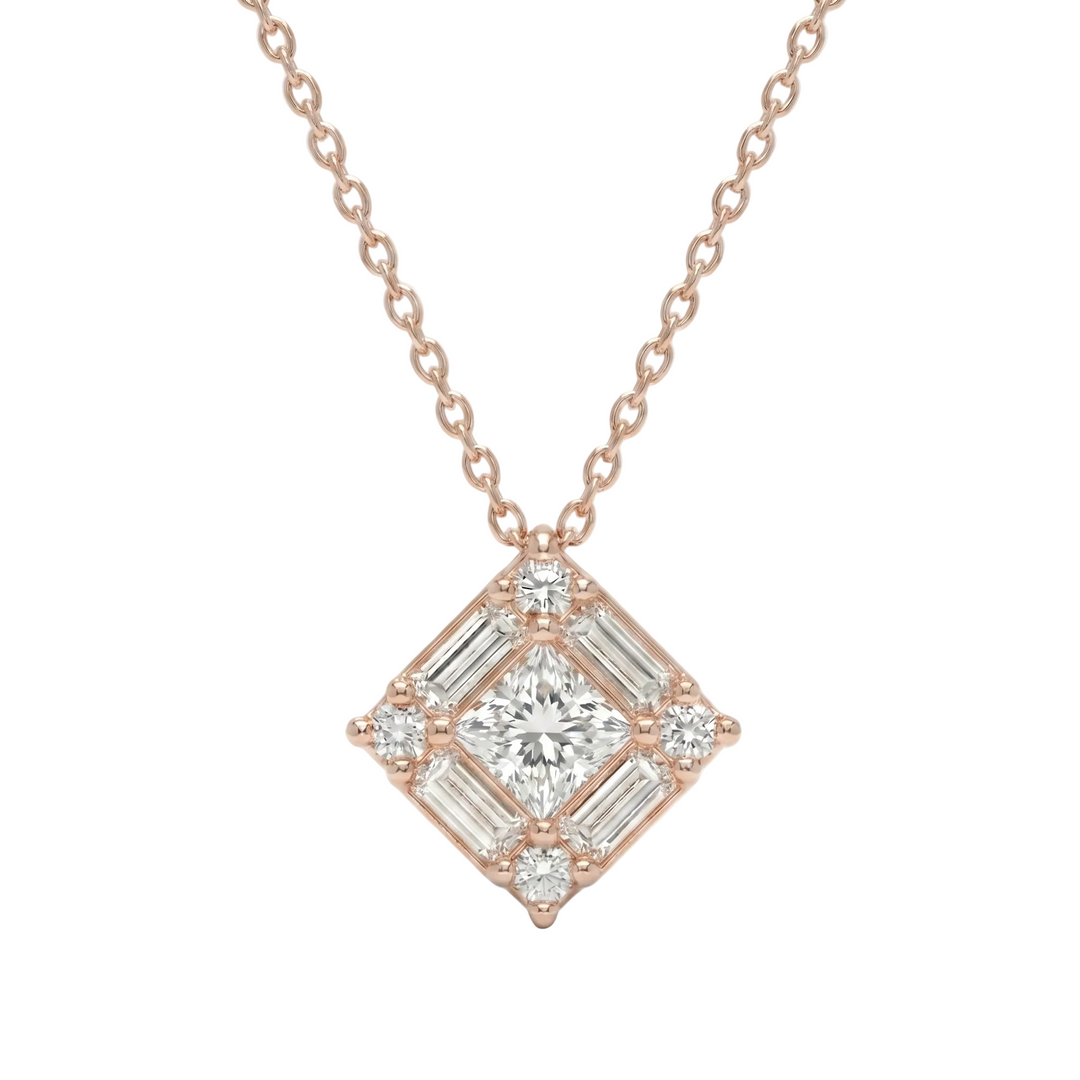 Tilted Frame-Diamond Necklace (MG358)