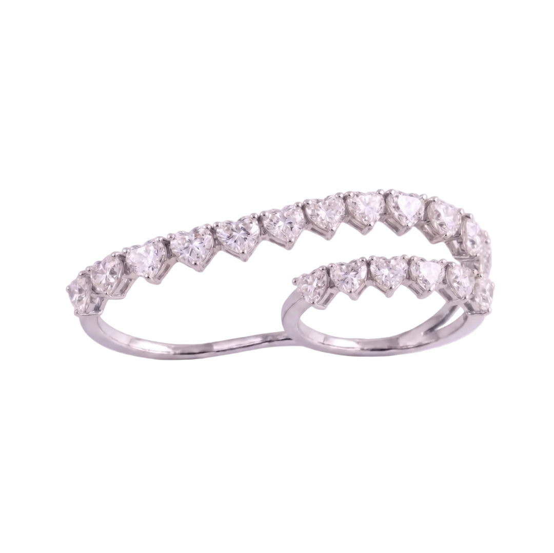 Heart Shape Diamond Double-Finger Ring (MG468)